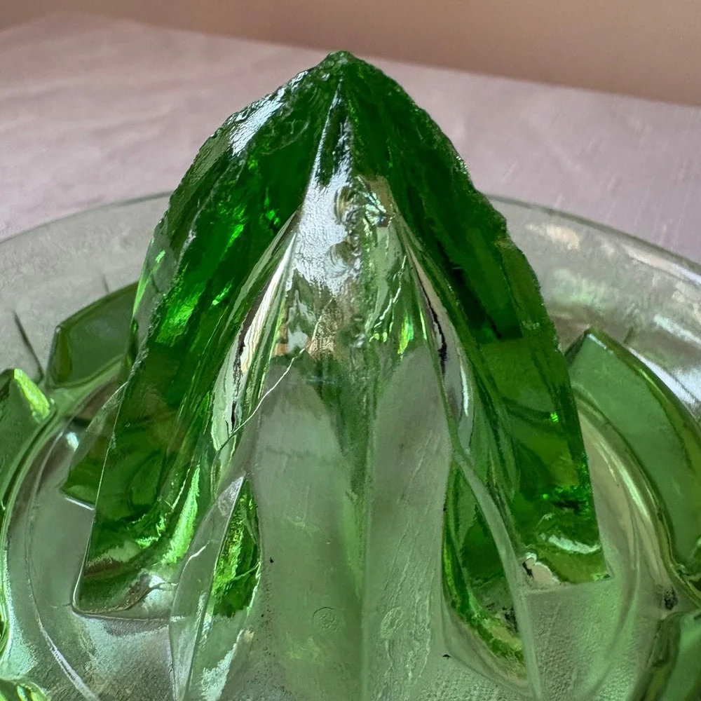 Vintage Green Depression Glass Citrus Juicer Reamer